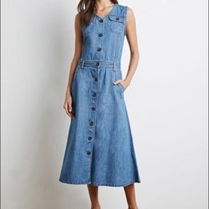 Buttoned Denim Midi Dress